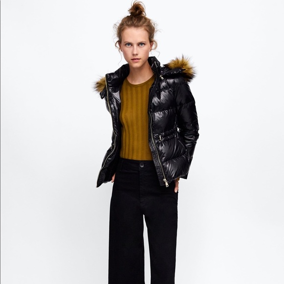 zara shiny effect down jacket